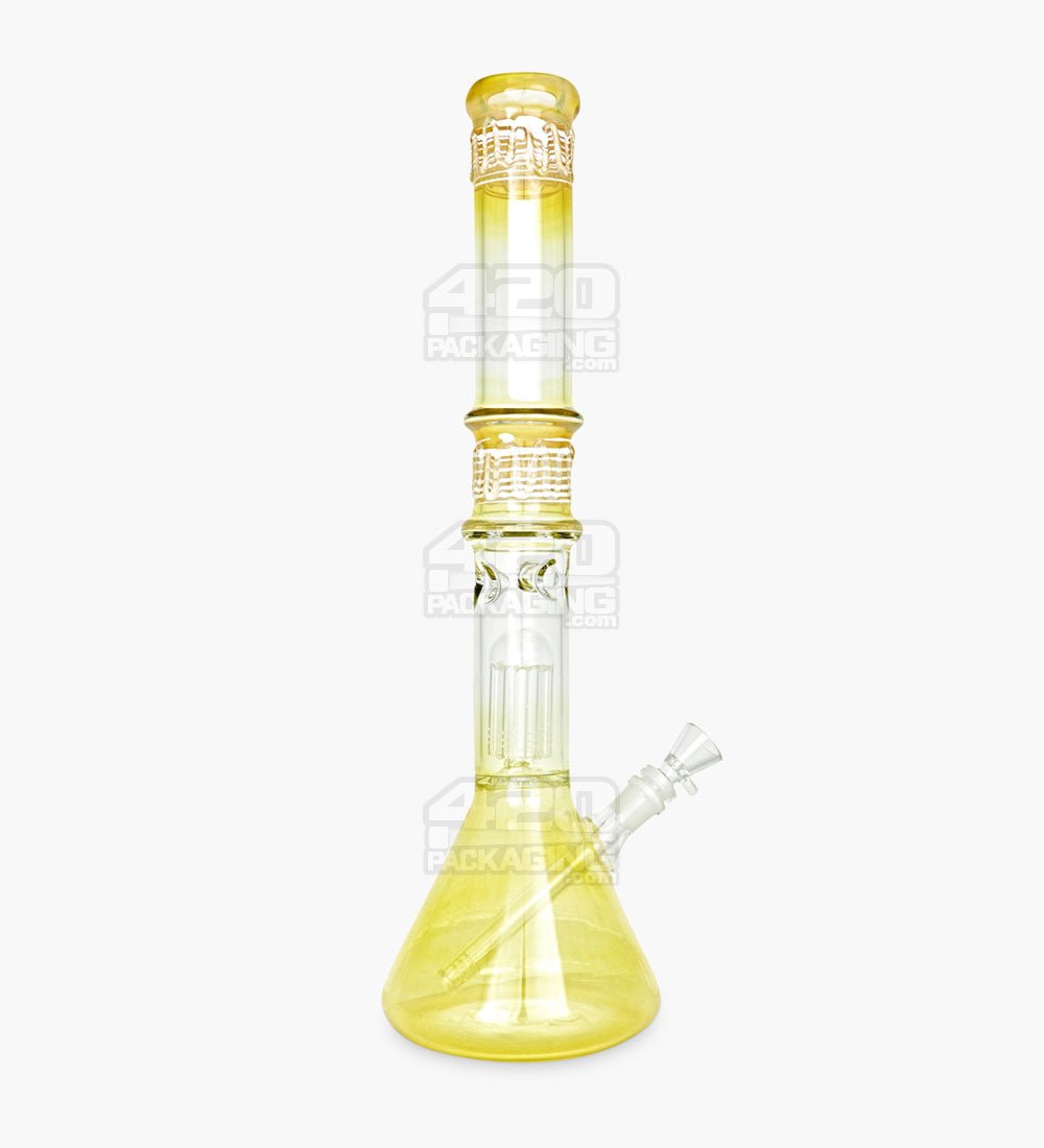 USA Glass Straight Neck Tree Perc Fumed Glass Beaker Water Pipe w/ Ice Catcher | 18in Tall - 18mm Bowl - Assorted - 6