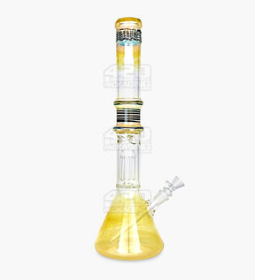 USA Glass Straight Neck Tree Perc Fumed Glass Beaker Water Pipe w/ Ice Catcher | 18in Tall - 18mm Bowl - Assorted - 8