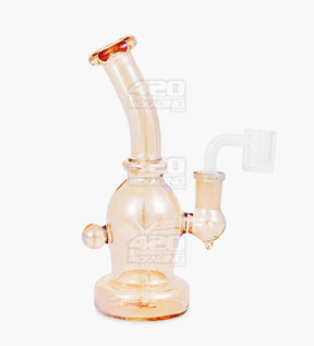 Bent Neck Iridescent Fumed Glass Dab Rig w/ Knocker | 6.5in Tall - 14mm Banger - Assorted - 1