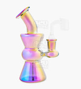 Bent Neck Hourglass Glass Dab Rig | 6in Tall - 14mm Banger - Iridescent - 1