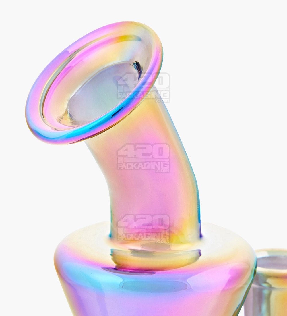 Bent Neck Hourglass Glass Dab Rig | 6in Tall - 14mm Banger - Iridescent - 3