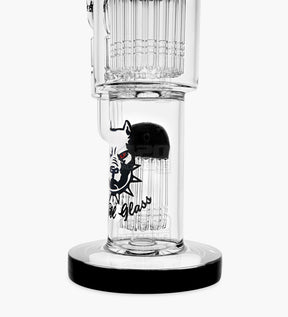 Pit Bull Bent-Neck Glass Water Pipe w/ Double Tree Perc | 12in Tall - 14mm Bowl - Black - 4