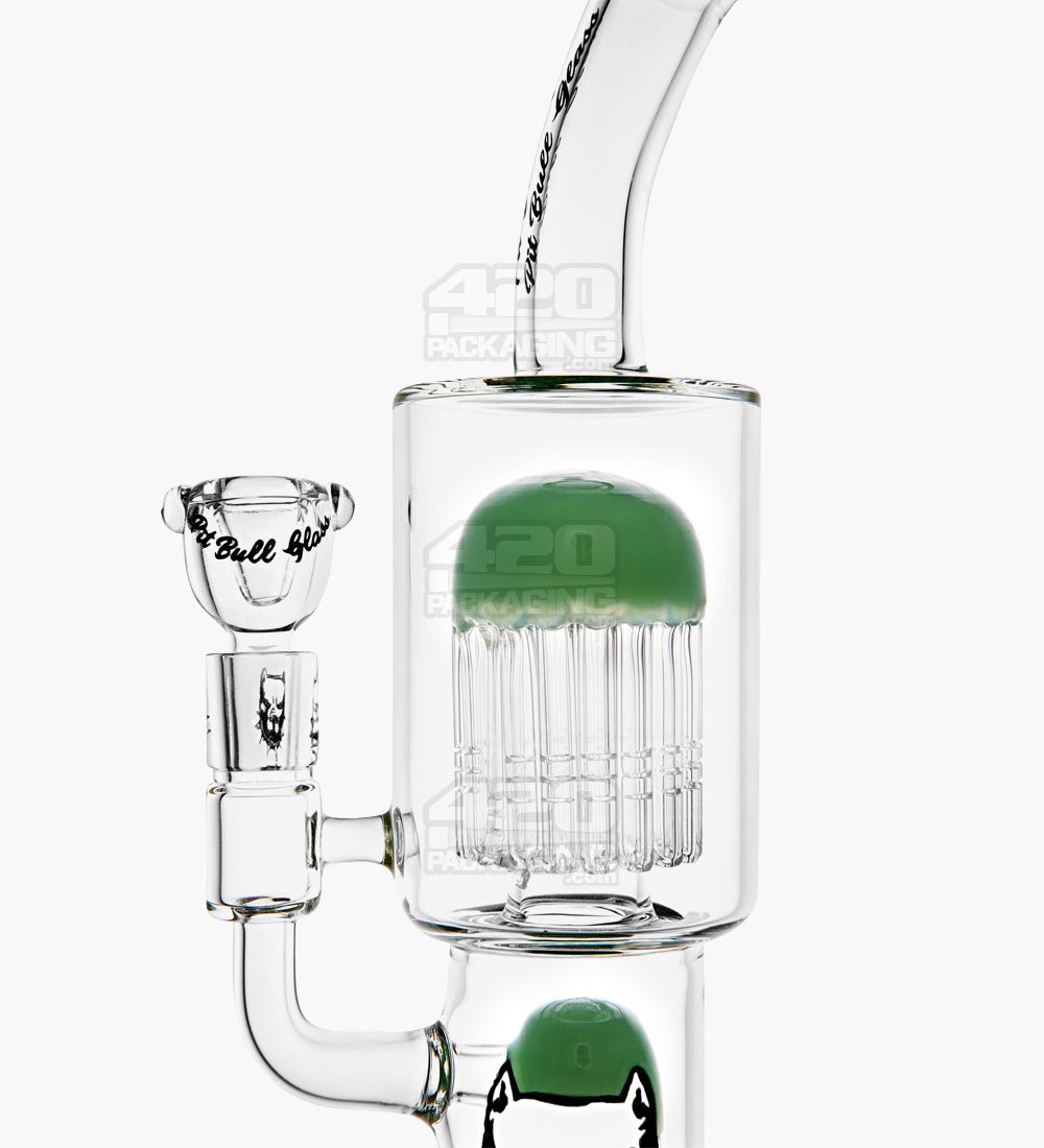 Pit Bull Bent-Neck Glass Water Pipe w/ Double Tree Perc | 14mm Bowl - Jade - 3