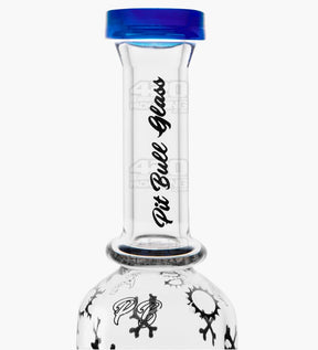 Pit Bull Decal Straight Neck Glass Water Pipe w/ Honeycomb Sphere Perc | 14in Tall - 14mm Bowl - Blue - 5