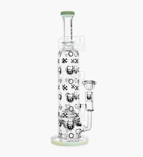 Pit Bull Decal Straight Neck Glass Water Pipe w/ Honeycomb Sphere Perc | 14in Tall - 14mm Bowl - Slime