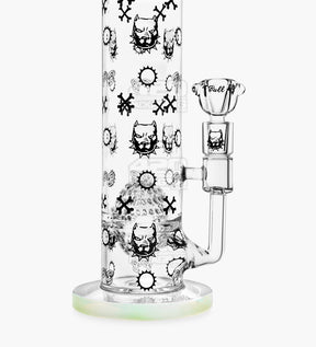 Pit Bull Decal Straight Neck Glass Water Pipe w/ Honeycomb Sphere Perc | 14in Tall - 14mm Bowl - Slime