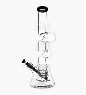 PIT BULL Z-Neck Glass Beaker Water Pipe w/ Floral Base | 16.5in Tall - 14mm Bowl - Black