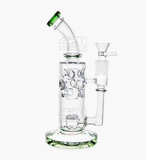Bent Neck Thick Glass Water Pipe w/ Honeycomb Perc | 10in Tall - Green - 1