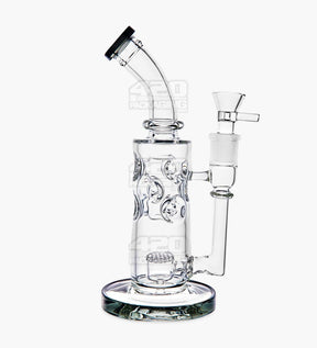 Bent Neck Thick Glass Water Pipe w/ Honeycomb Perc | 10in Tall - 18mm Bowl - Smoke - 1