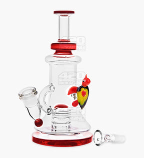 Straight Neck Glass Recycler Beaker Water Pipe w/ Showerhead Perc | 8.5in Tall - 14mm Bowl - Red - 2