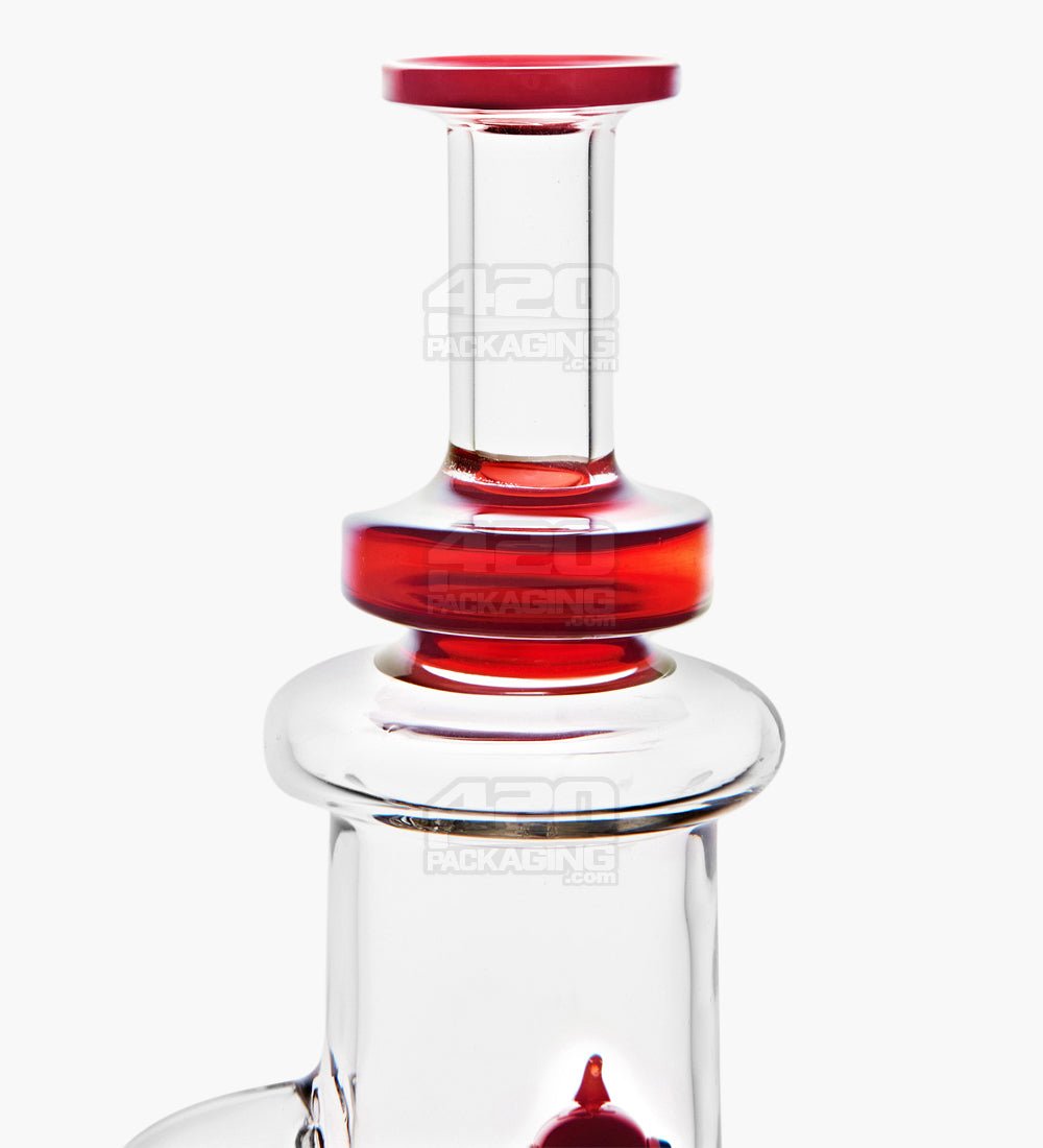 Straight Neck Glass Recycler Beaker Water Pipe w/ Showerhead Perc | 8.5in Tall - 14mm Bowl - Red - 5