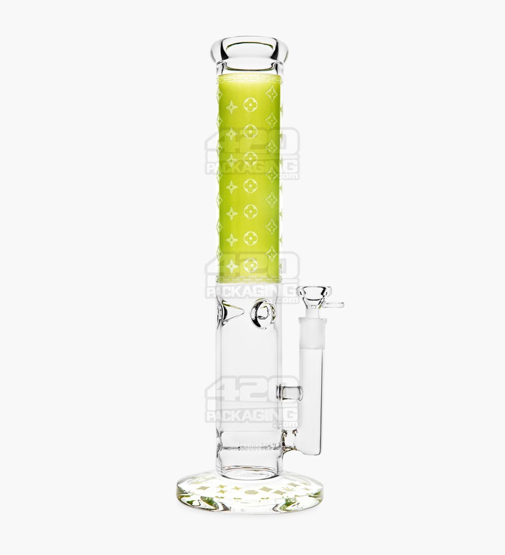 Straight Neck Luxury Design Glass Water Pipe w/ Inline Perc | 14in Tall - 14mm Bowl - Green - 1