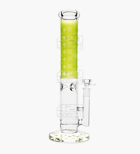 Straight Neck Luxury Design Glass Water Pipe w/ Inline Perc | 14in Tall - 14mm Bowl - Green - 1