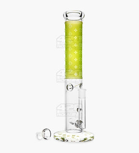 Straight Neck Luxury Design Glass Water Pipe w/ Inline Perc | 14in Tall - 14mm Bowl - Green - 2