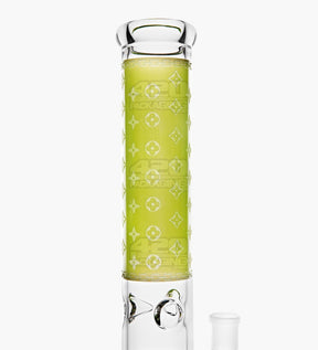 Straight Neck Luxury Design Glass Water Pipe w/ Inline Perc | 14in Tall - 14mm Bowl - Green - 3