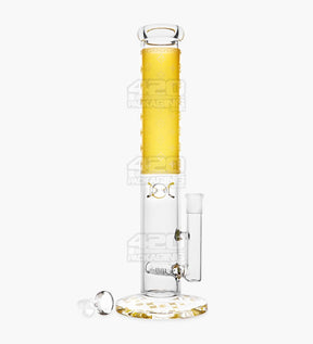 Straight Neck Luxury Design Glass Water Pipe w/ Inline Perc | 14in Tall - 14mm Bowl - Yellow - 2