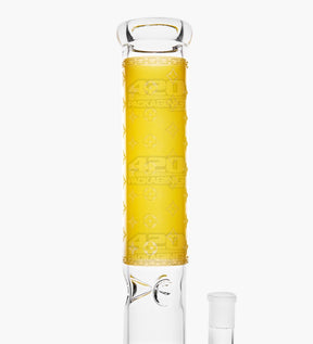 Straight Neck Luxury Design Glass Water Pipe w/ Inline Perc | 14in Tall - 14mm Bowl - Yellow - 3