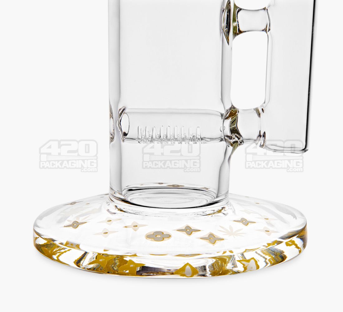 Straight Neck Luxury Design Glass Water Pipe w/ Inline Perc | 14in Tall - 14mm Bowl - Yellow - 4