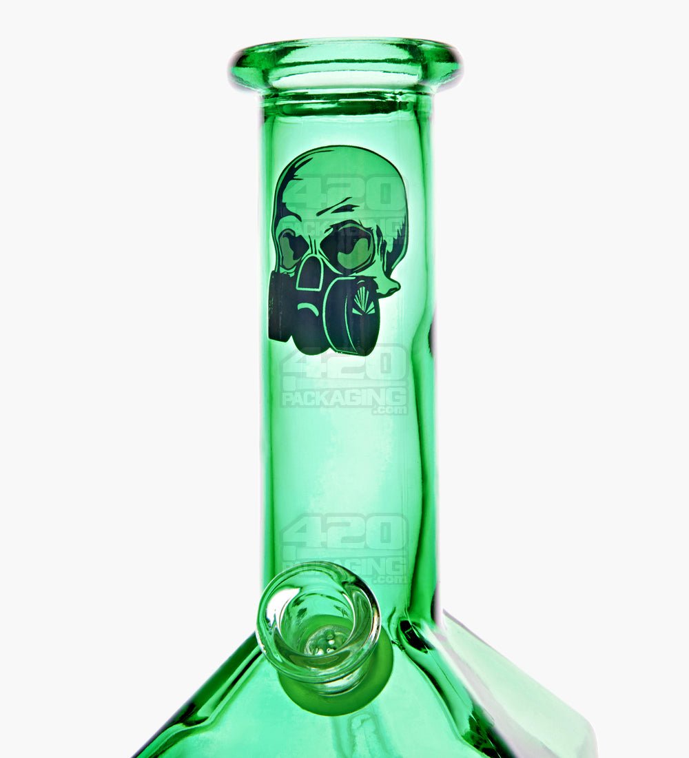 Straight Neck Decal Glass Beaker Water Pipe w/ Square Base | 7in Tall - 14mm Bowl - Assorted - 3