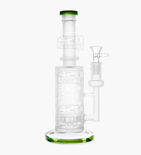 Straight Neck Sandblasted Circuitboard Glass Water Pipe w/ Showerhead Perc | 9.5in Tall - 14mm Bowl - Green - 1