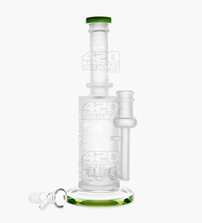 Straight Neck Sandblasted Circuitboard Glass Water Pipe w/ Showerhead Perc | 9.5in Tall - 14mm Bowl - Green - 2