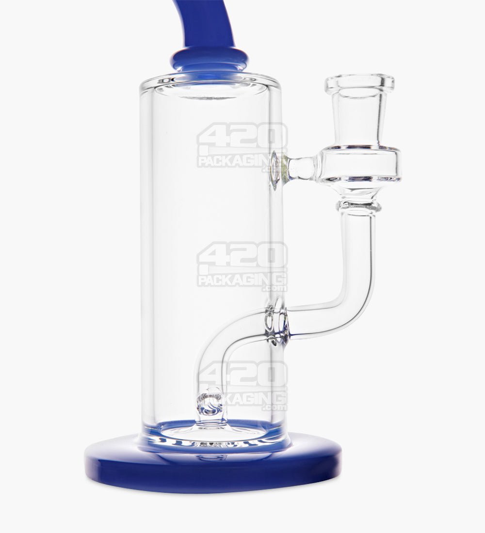 Bent Neck Two Hole Perc Glass Water Pipe w/ Thick Base | 8.5in Tall - 14mm Bowl - Blue - 3