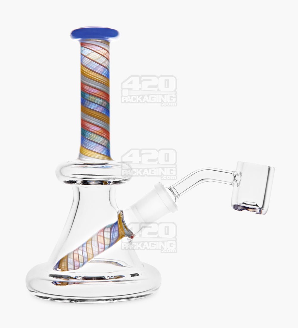 Straight Neck Spiral Glass Beaker Dab Rig | 6in Tall - 14mm Banger - Assorted - 1