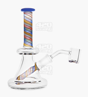 Straight Neck Spiral Glass Beaker Dab Rig | 6in Tall - 14mm Banger - Assorted - 1