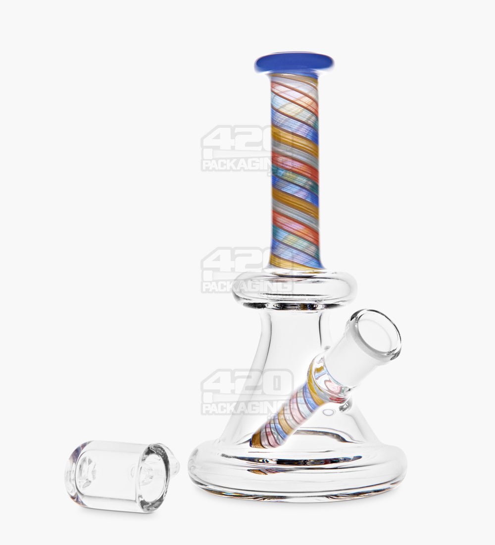 Straight Neck Spiral Glass Beaker Dab Rig | 6in Tall - 14mm Banger - Assorted - 2