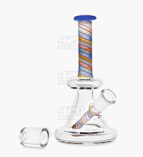Straight Neck Spiral Glass Beaker Dab Rig | 6in Tall - 14mm Banger - Assorted - 2