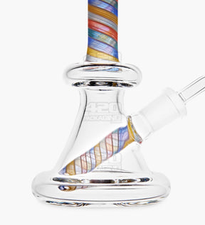 Straight Neck Spiral Glass Beaker Dab Rig | 6in Tall - 14mm Banger - Assorted - 3