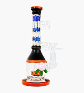 Straight Neck Dot Stack Showerhead Perc Painted Glass Water Pipe w/ Thick Base | 8.5in Tall - 14mm Bowl - Assorted - 1
