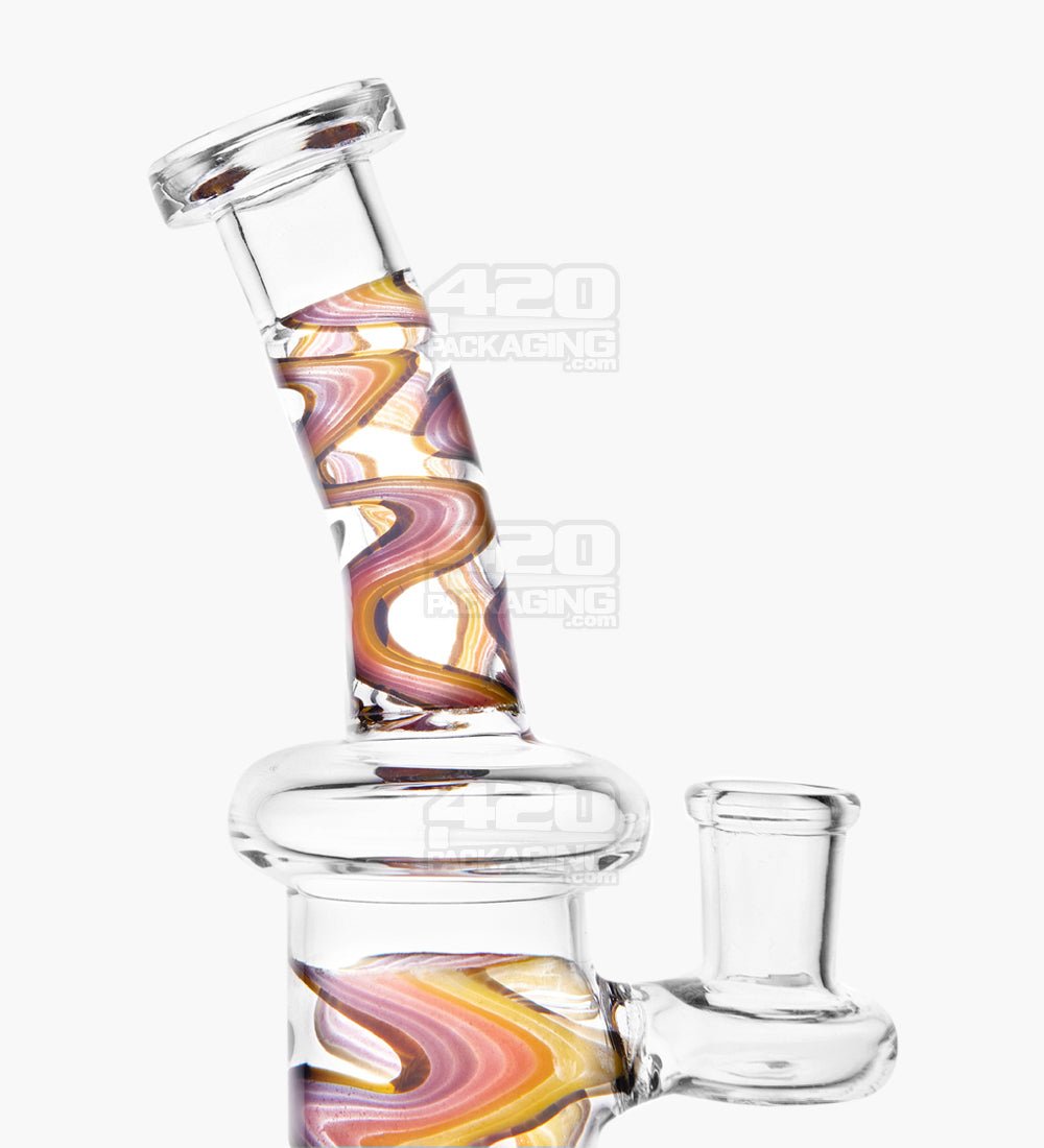 Bent Neck Showerhead Perc Wig Wag Fire Glass Dab Rig | 7.5in Tall - 14mm - Orange - 4