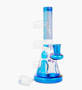 R&M Straight Neck Sandblasted Glass Beaker Dab Rig | 7.5in Tall - 14mm Banger - Blue - 2