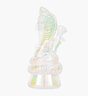 USA Glass Iridescent Coiled Cobra Glass Water Pipe | 6.5in Tall - 14mm Bowl - Rainbow - 3