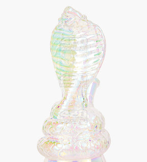 USA Glass Iridescent Coiled Cobra Glass Water Pipe | 6.5in Tall - 14mm Bowl - Rainbow - 4