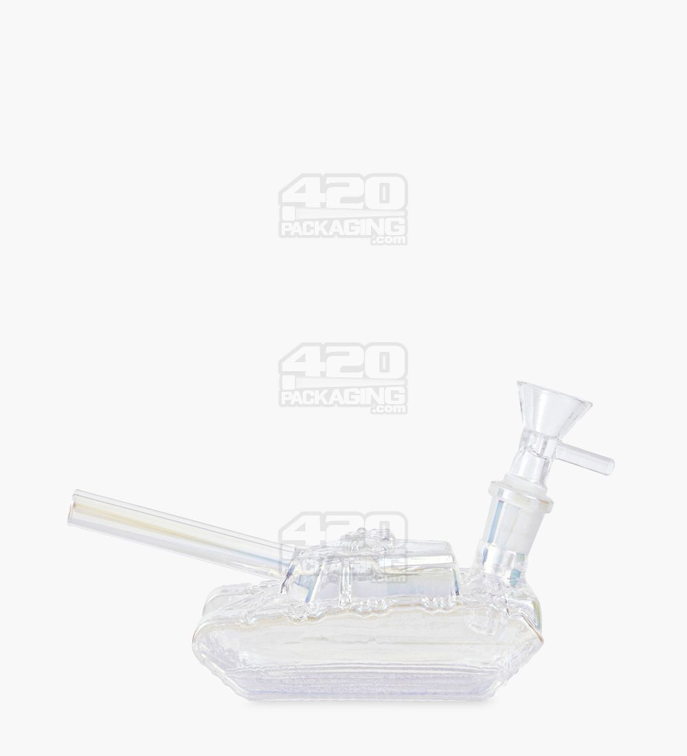 USA Glass Iridescent Military Tank Glass Water Pipe | 6in Long - 14mm Bowl - Clear - 1