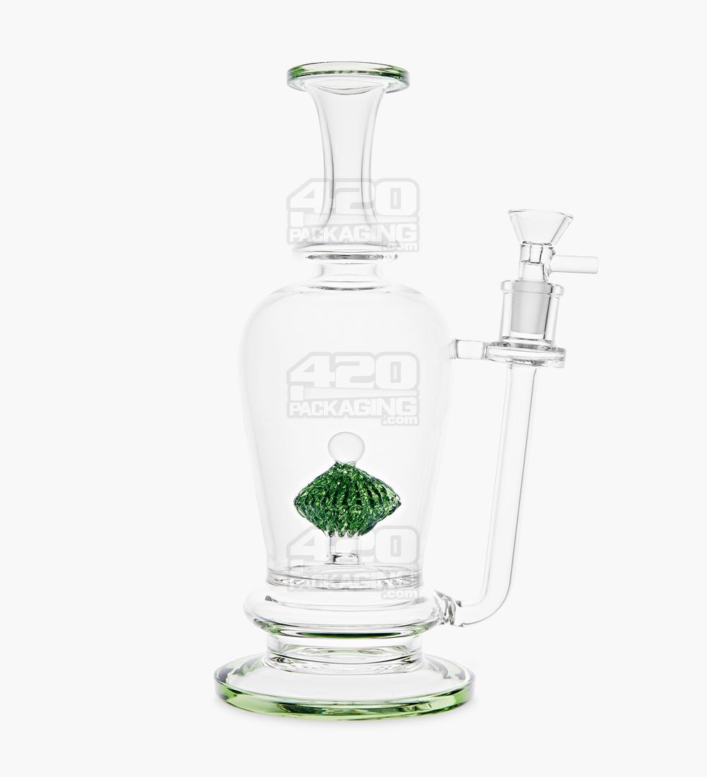 Lattice Perc Glass Water Pipe w/ Thick Base | 10.5in Tall - 14mm Bowl - Green - 1
