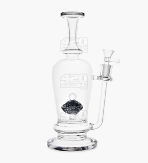 Lattice Perc Glass Water Pipe w/ Thick Base | 10.5in Tall - 14mm Bowl - Smoke - 1