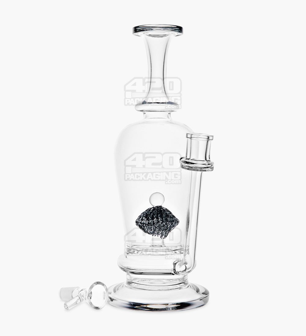 Lattice Perc Glass Water Pipe w/ Thick Base | 10.5in Tall - 14mm Bowl - Smoke - 2