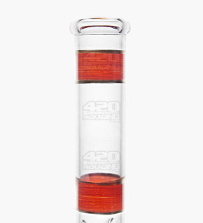 Straight Neck Glass Beaker Water Pipe w/ Painted Stripes | 10.5in Tall - 14mm Bowl - Red - 4