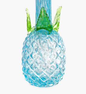 Straight Neck Glass Pineapple Water Pipe | 12in Tall - 14mm Bowl - Blue - 3