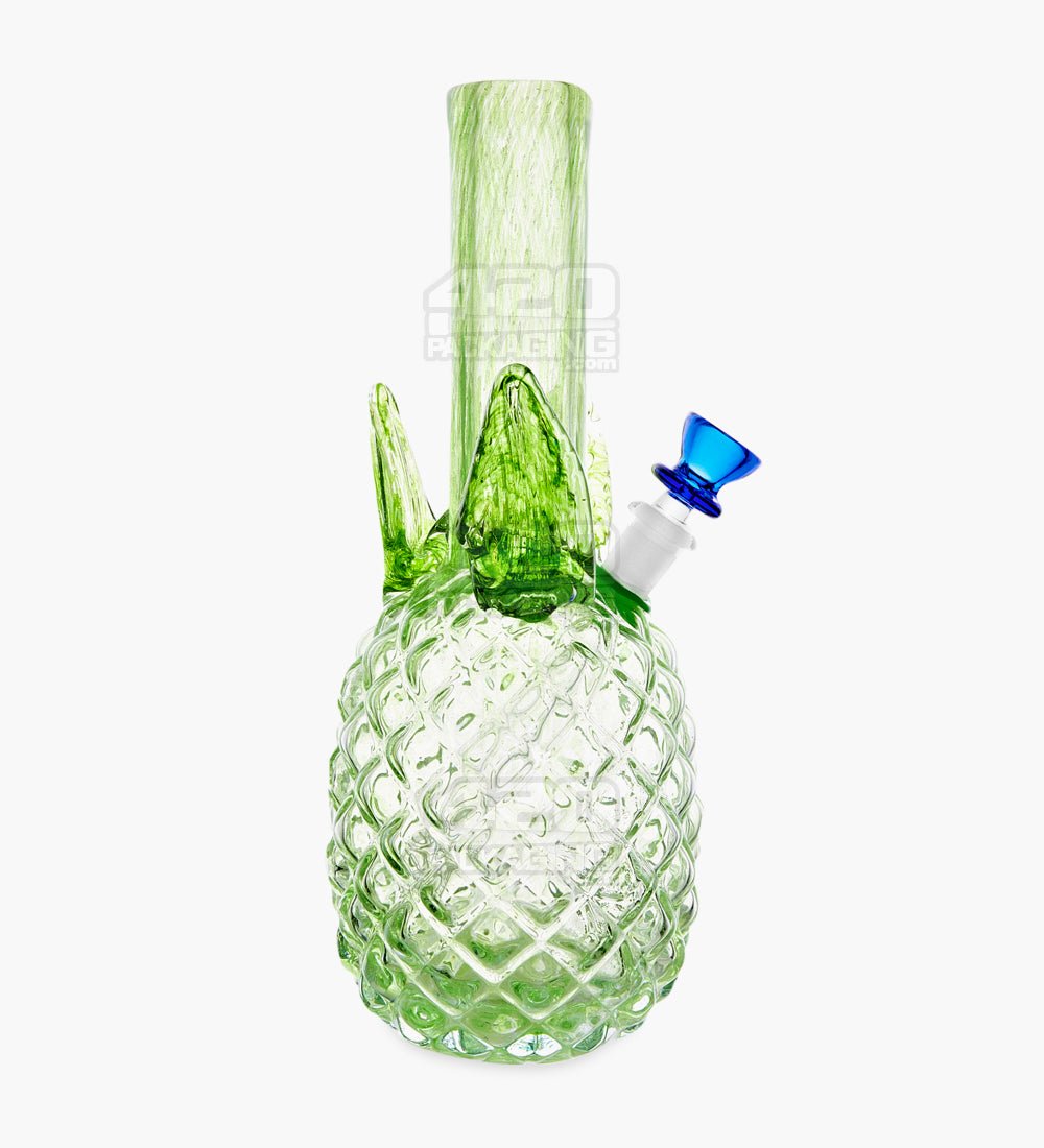 Straight Neck Glass Pineapple Water Pipe | 12in Tall - 14mm Bowl - Green - 1