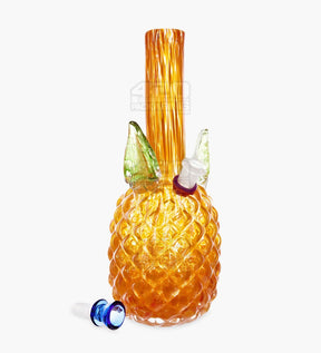 Straight Neck Glass Pineapple Water Pipe | 12in Tall - 14mm Bowl - Orange - 2