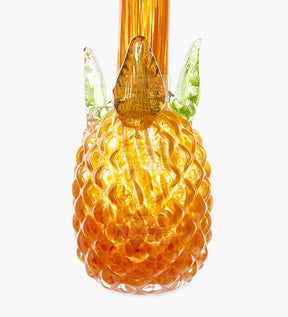 Straight Neck Glass Pineapple Water Pipe | 12in Tall - 14mm Bowl - Orange - 3