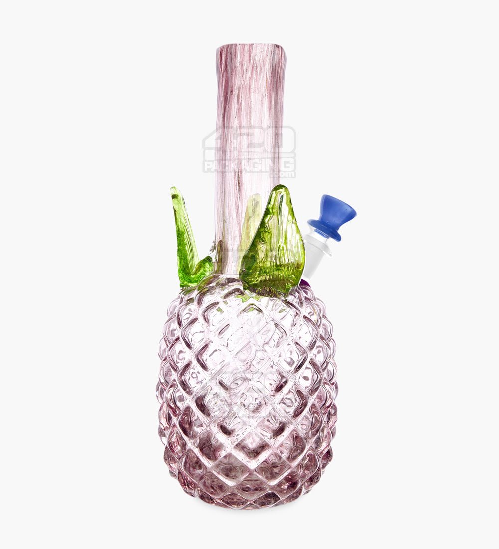 Straight Neck Glass Pineapple Water Pipe | 12in Tall - 14mm Bowl - Purple - 1