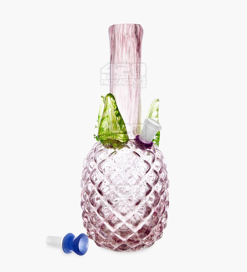 Straight Neck Glass Pineapple Water Pipe | 12in Tall - 14mm Bowl - Purple - 2