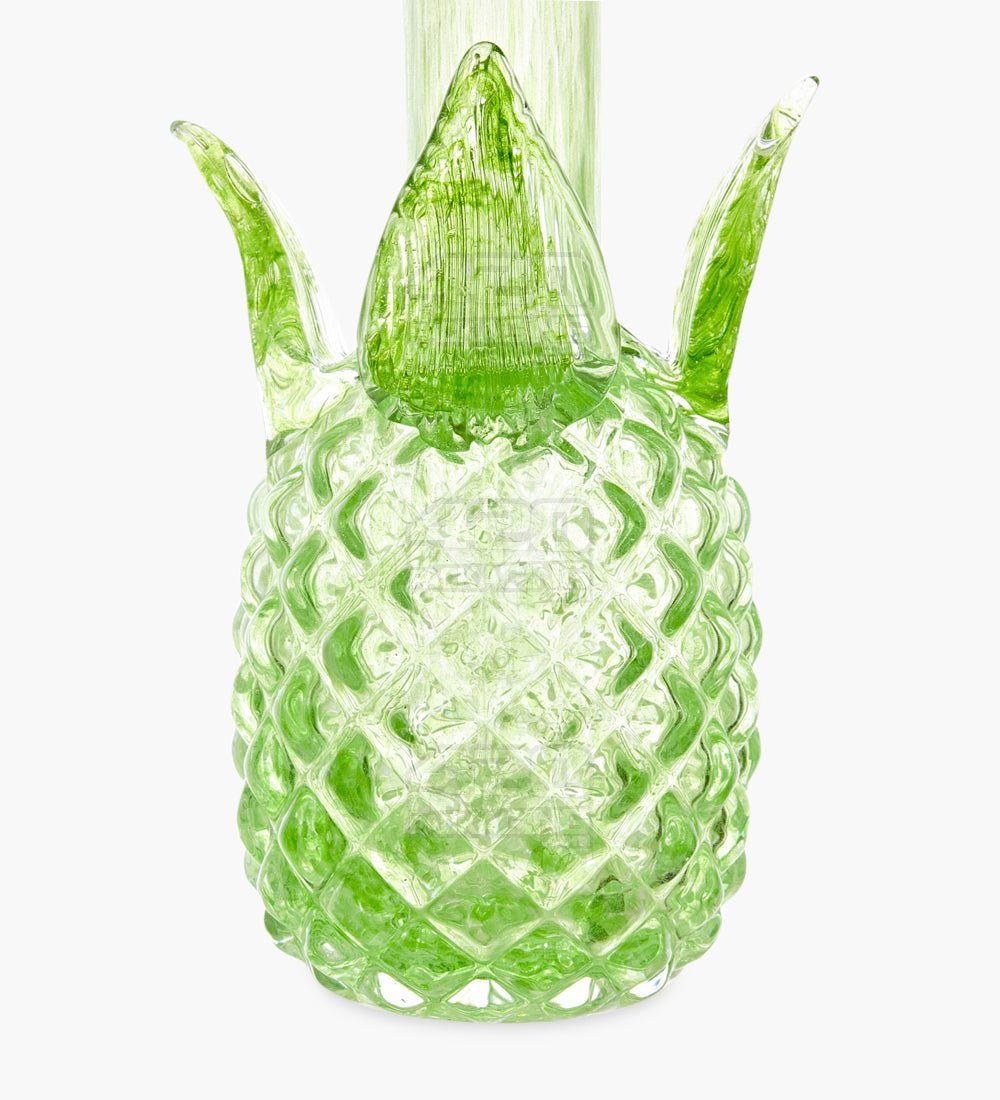 Straight Neck Glass Pineapple Water Pipe | 16in Tall - 14mm Bowl - Green - 3