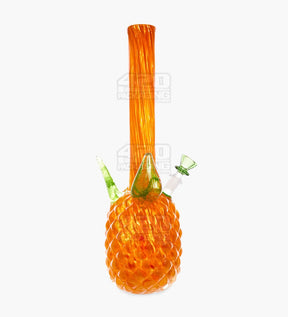 Straight Neck Glass Pineapple Water Pipe | 16in Tall - 14mm Bowl - Orange - 1