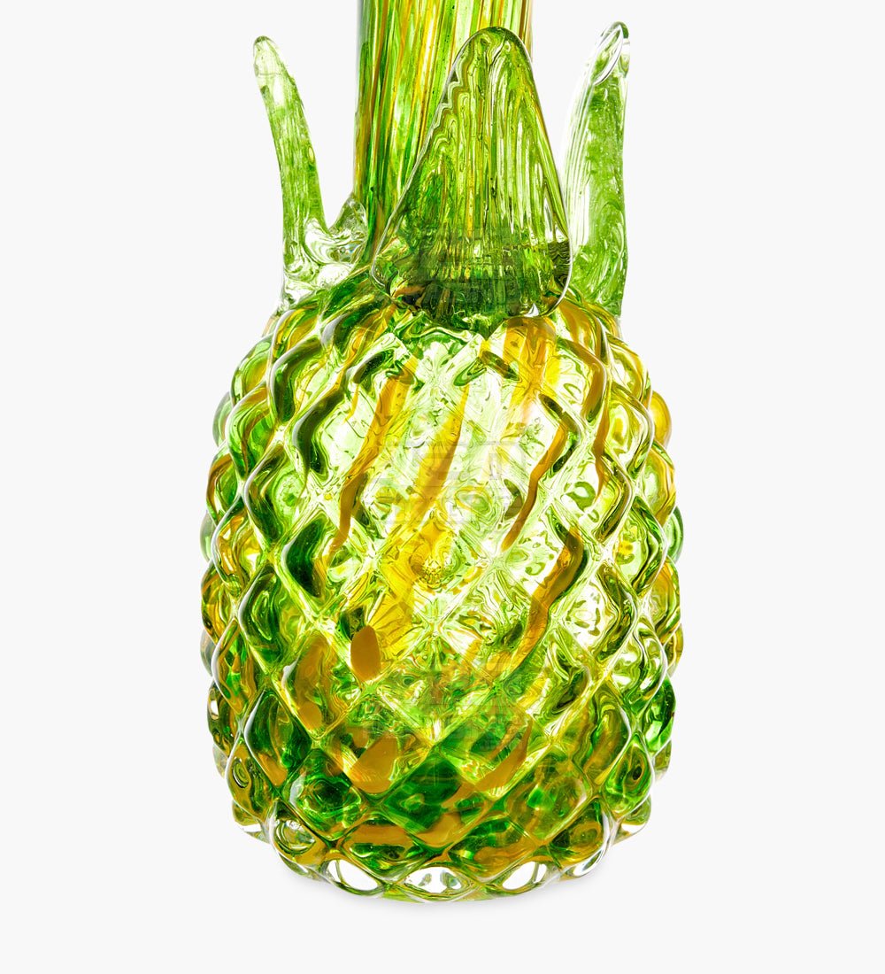 Straight Neck Glass Pineapple Water Pipe | 16in Tall - 14mm Bowl - Yellow - 3